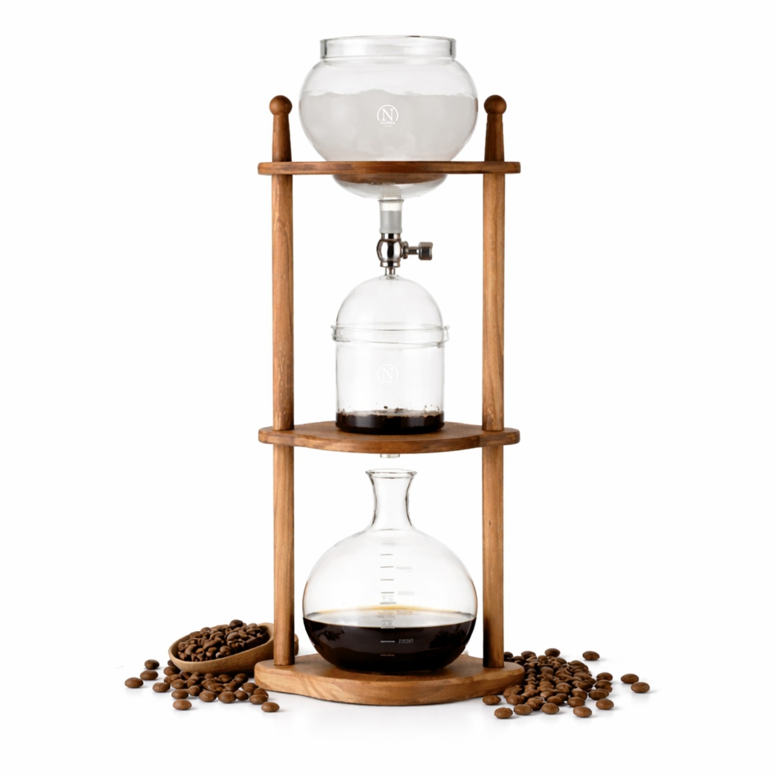 Nispira slow drip cold brew coffee maker ice drip tower with adjustable valve